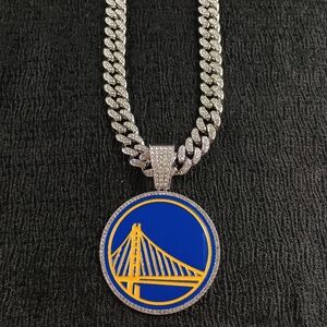 Golden State Warriors 20 Inch Necklace Pendant Cuban Chain Link  NBA Basketball